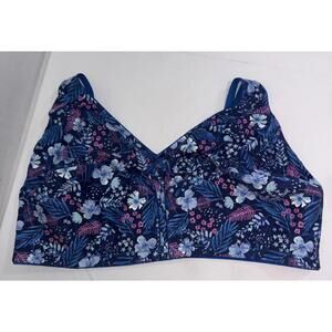 Comfort Choice Plus Back Close Wireless Full Coverage Support Floral Bra Sz‎ 52G